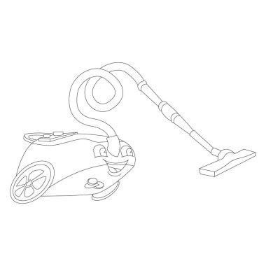 Yüzü hareket eden ve gülümseyen bir elektrikli süpürge, robot resim. Neşeli ev aletleri konsepti