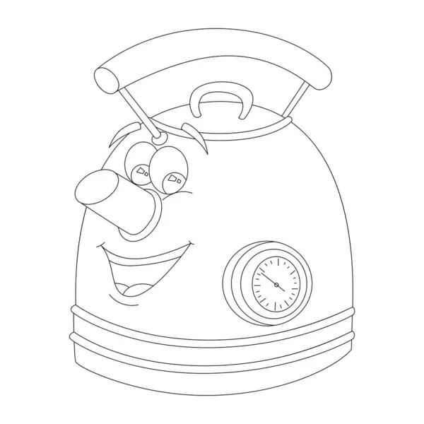 Чайник з обличчям і датчиком часу, ескіз — стоковий вектор