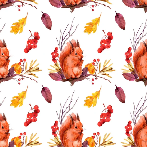 Autumn seamless watercolor pattern. You can use for printing — Stockfoto