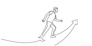 Bir insanın sürekli seyahat etme sanatı. Başarı okunun, kariyer hedefinin ya da hırsının minimalist bir çizimi. Düzenlenebilir felçli minimalist vektör çizimi.