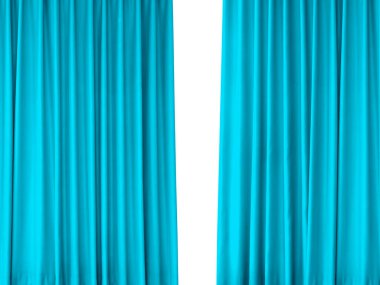 Dekorasyon için 2 katman mavi perde, arkaplan resmi.