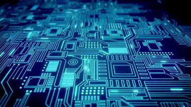 Yapay zeka veri madenciliği elektronik derin öğrenme bilgisayar çipi teknolojisi. Gelecekçi siber yenilik otomasyon beyni. Siber yenilik siber punk. 3B Görüntü