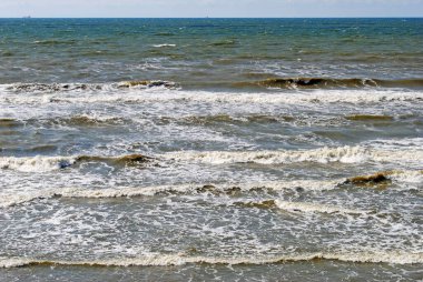 Curonian Tükürüğü yakınlarında Baltık deniz dalgaları