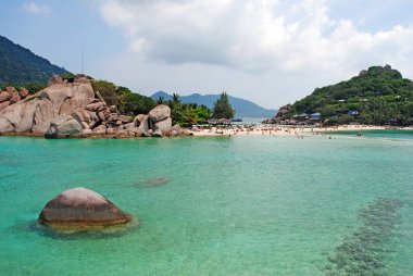 Tropikal adada deniz taşları ve plaj