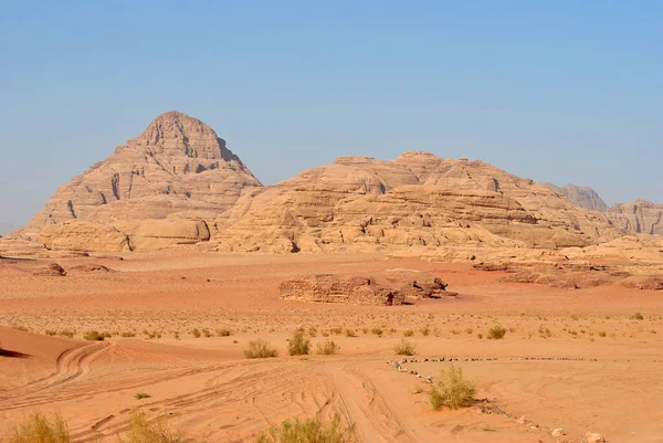 Pedras Arenito Grandes Deserto Wadi Rum Jordânia — Fotografia de Stock