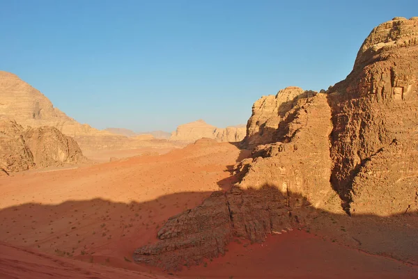 Vale Areia Rochas Deserto Wadi Rum — Fotografia de Stock