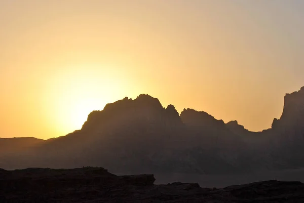 Захід Сонця Над Пустелею Ваді Рум — стокове фото