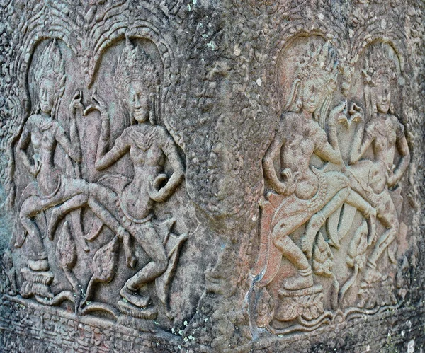 Angkor Daki Insanları Tasvir Eden Kadim Bas Ressamları — Stok fotoğraf