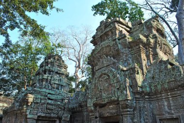 Angkor kompleksindeki Ta Prohm tapınağında antik bir bina.