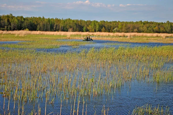 Koyun kıyısındaki bir teknede balıkçılar.