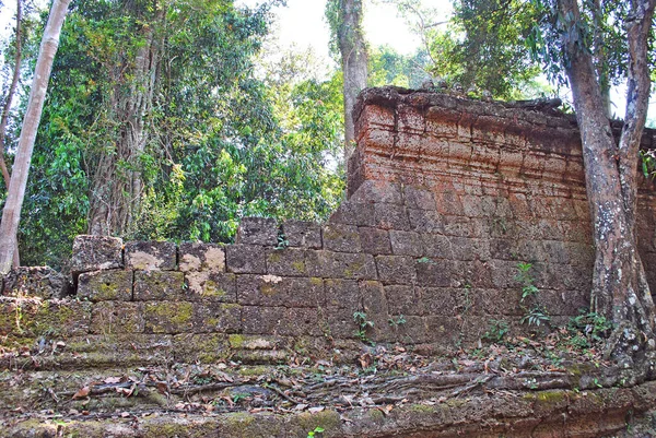 Antiga Muralha Templo Preah Khan Angkor Camboja — Fotografia de Stock