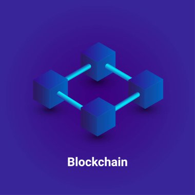 Cryptocurrency ve blockchain izometrik arka plan.