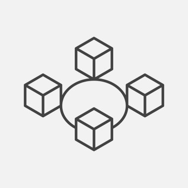 Blockchain teknoloji ince çizgi stili. Vektör bloğu zinciri simgeler veya logosu.