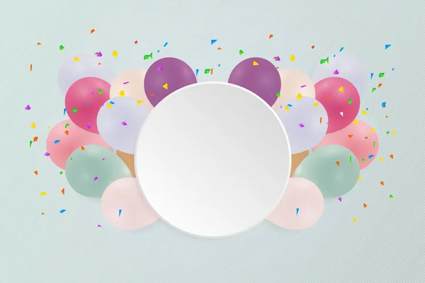Happy Birthday Card Pastel Colorful Balloons Vector Illust — Stock Vector