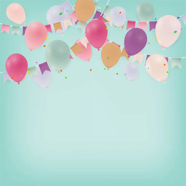 Anniversary Happy Birthday Card Celebration Background Balloons Illustration — Stock Vector