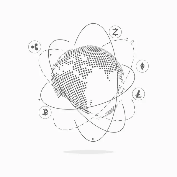 Soyut Cryptocurrency blockchain teknoloji arka plan. vektör çizimi.