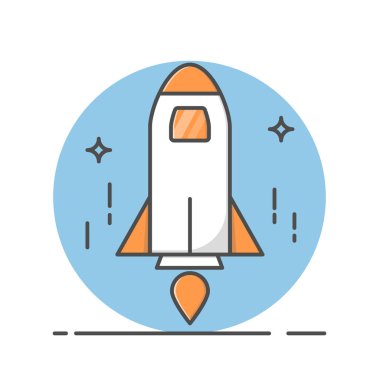 Senin hat sanatı roket web simgeler için. Halat vektör simgesi.