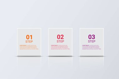 Üç adım infographics. Sunu ve eğitim için vektör iş şablonu.