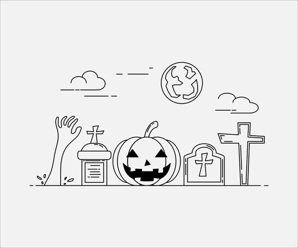 Style Art Plat Design Pour Halloween Site Web Bannière — Image vectorielle