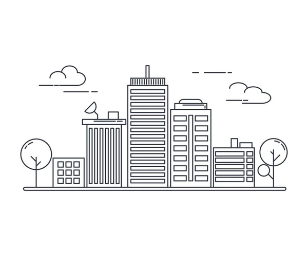 İnce çizgi sanat tarzı. Kentsel cityscape fikir Tema Web sitesi banner tasarımı.