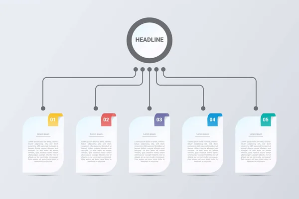 Cinco Passos Infográficos Modelo Negócio Vetorial Para Apresentação Treinamento — Vetor de Stock