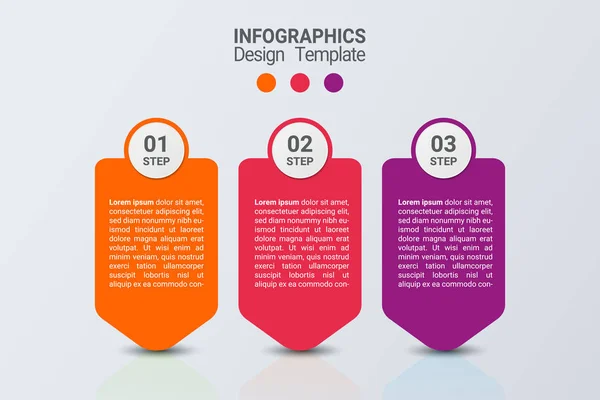 Три Шага Инфографики Векторный Бизнес Шаблон — стоковый вектор