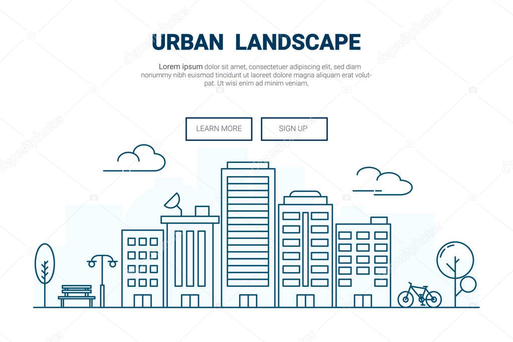 Landscape building on city concept.