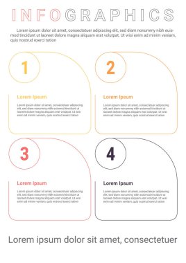 4 adımlar, seçenekler veya işlemler ile Infographics diyagramı. Vektör iş tanıtımı için şablon. iş veri görselleştirme.