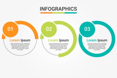 Infograhpic iş sunu şablonu. 3 adımlar, seçenekler veya işlemler ile diyagram.