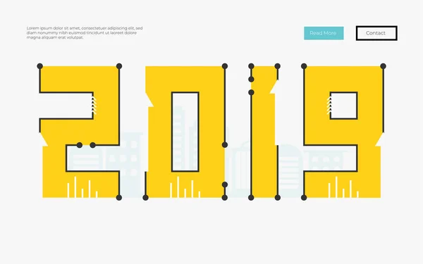 2019 Feliz Año Nuevo Fondo Navidad Resumen Tecnología Digital Con — Vector de stock