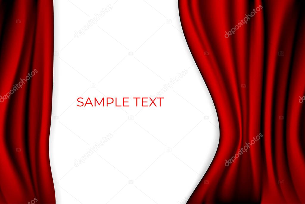 Red Curtain Theater Scene Stage Background. Backdrop with Luxury