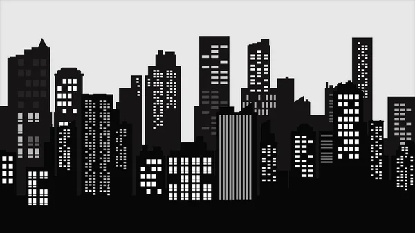 Silhouette City Paisaje Arquitectura Moderna Del Edificio Paisaje Urbano — Archivo Imágenes Vectoriales