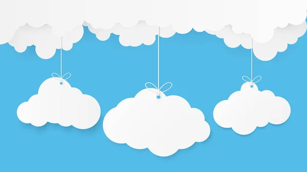 Arte de papel con nube en el cielo azul. Copiar espacio. Burbuja del discurso, Whi — Archivo Imágenes Vectoriales