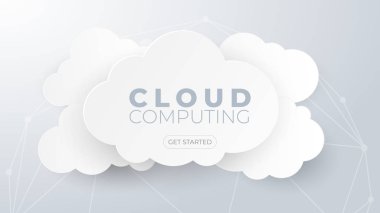 Bulut bilgi işlem teknolojisi ve büyük veri konsepti. Kağıt sanatı ile 