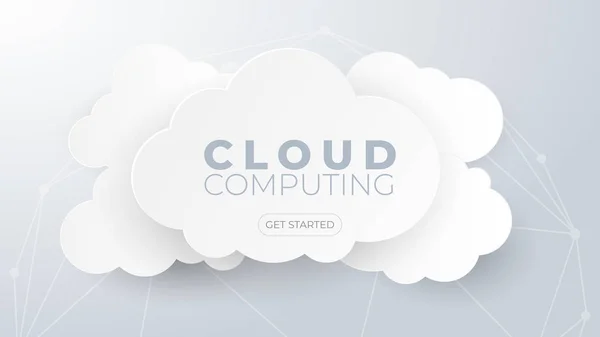 Tecnologia de computação em nuvem e conceito de big data. Arte de papel com — Vetor de Stock