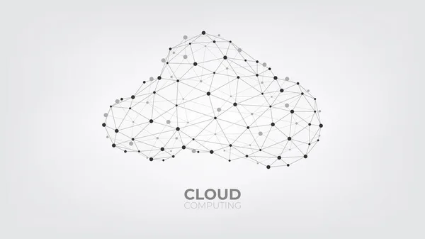 Pontos de conexão abstratos e linhas com tecnologia de computação em nuvem — Vetor de Stock