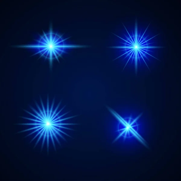 Effets de lumière bleue sur fond bleu. Effet de lumières incandescentes. St. — Image vectorielle