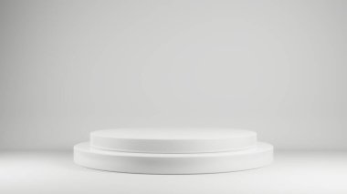 3D canlandırma sahnesi kazanan podyum beyaz arkaplan
