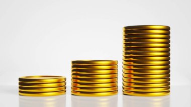 3D büyüme altın sikkeleri para yığını. İş Finansmanı kar etme kavramı