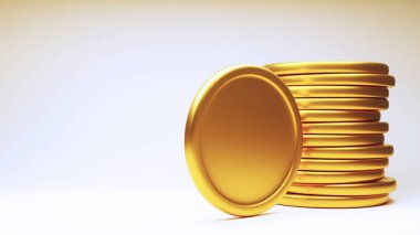 3D büyüme altın sikkeleri para yığını. İş Finansmanı kar etme kavramı