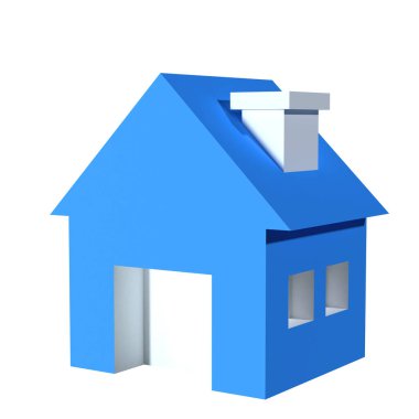 Beyaz arkaplanda 3D render ev simgesi izole edildi