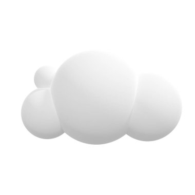 Beyaz arkaplanda 3 boyutlu bulut şekli izole edilmiş. 3B görüntüleme