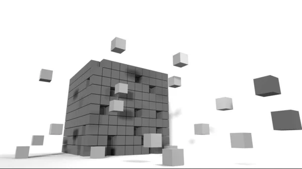Куб Квадратной Формы Абстрактный Фон Цифровых Технологий Рендеринг — стоковое фото