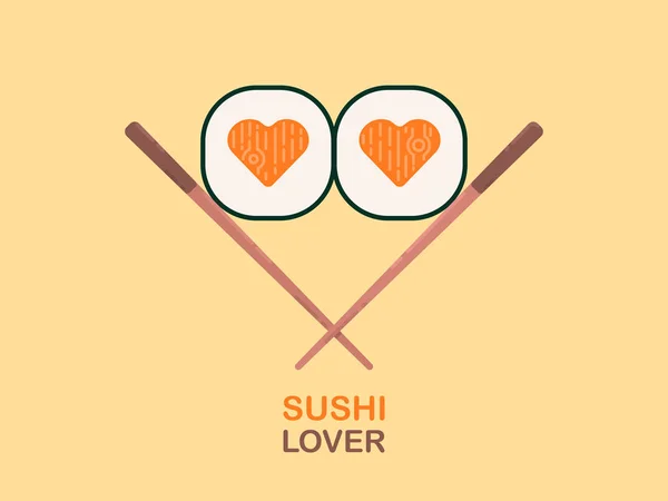 Sushi Sushi Kochanka Logo Szablon Projektu Ilustracja Wektorowa Płaskie — Wektor stockowy