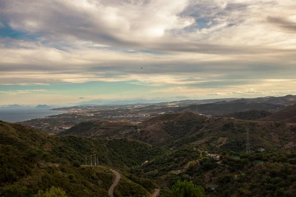 Paesaggio Vista Delle Montagne Del Mare Dal Ponte Osservazione Della — Foto Stock