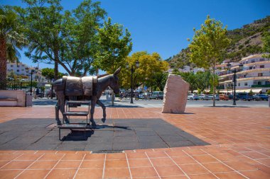 Eşek Heykeli. Mijas köyünün sembolü. Mijas, Costa del Sol, Endülüs, İspanya. Çekilen fotoğraf 20 Haziran 2019.