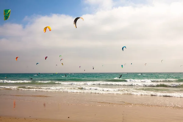 Strand Von Tarifa Kitesurfstrand Südspanien Costa Del Sol Andalusien Spanien — Stockfoto
