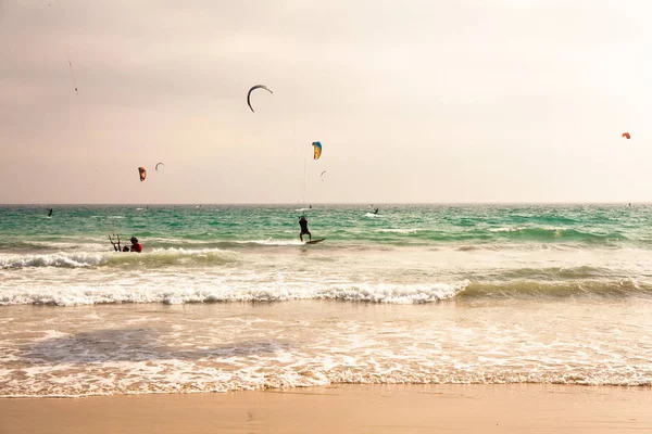 Pláž Tarifa Pláž Pro Surfování Draka Jižním Španělsku Costa Del — Stock fotografie
