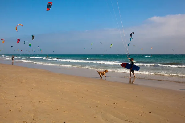 Pláž Tarifa Pláž Pro Surfování Draka Jižním Španělsku Costa Del — Stock fotografie