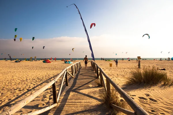 Tarifa Beach Kite Surfstrand Zuid Spanje Costa Del Sol Andalusië — Stockfoto